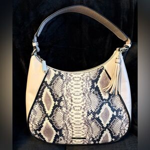 Brahmin Amira Leather Cream with Snakeskin Shoulder Bag with Dust Bag